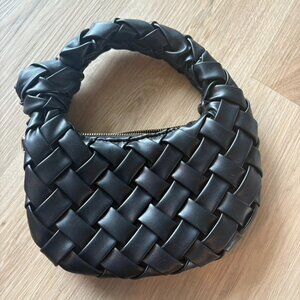 Urban Expressions Black Braided Shoulder Bag Vegan Leather